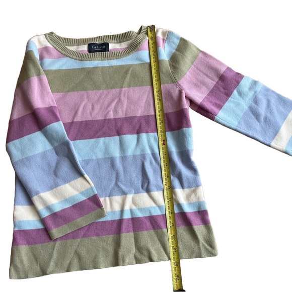 Van Heusen Women’s Pastel Stripe Knit Sweater Long Sleeve Cotton Blend Retro Y2K - Picture 7 of 9